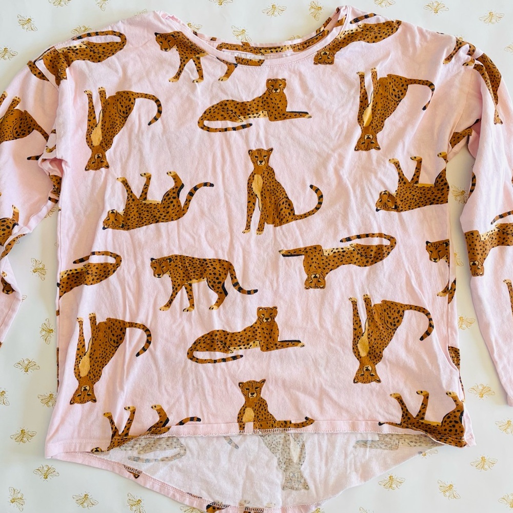 Old Navy Pink and Brown Leopard Print Tee